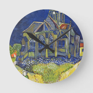Relógio Redondo Reprodução da arte de Van Gogh, A Igreja em Auvers