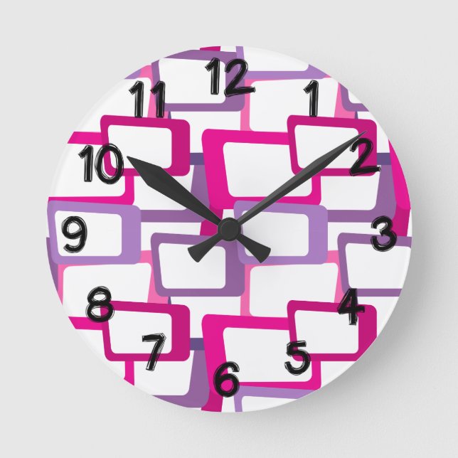 Relógio Redondo Retângulos Modernos do Século médio (Frente)