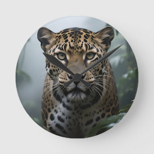 Relógio Redondo Retrato de Jaguar na Selva