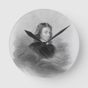 Relógio Redondo Retrato de John Milton (1608-74) gravado pelo