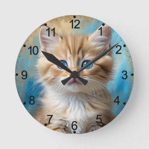 Relógio Redondo Retrato Gato Adorável