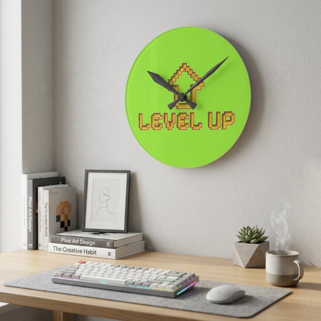 Relógio Redondo Retro 8-Bit EASY Wall Clock - Lime Green (Criador carregado)