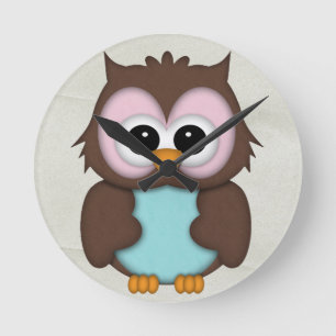 Relógio Redondo Retro Cute Owl