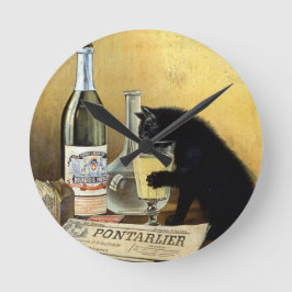 Relógio Redondo Retro french poster "absinthe bourgeois"