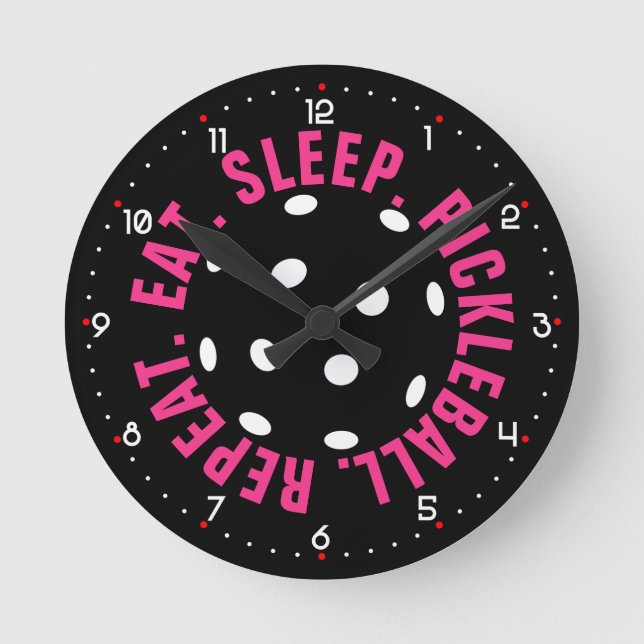 Relógio Redondo 😍 Retro Picklebolas / preto com números  (Frente)