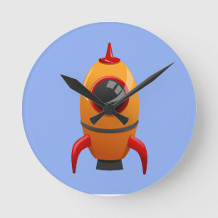 RELÓGIO REDONDO RETRO ROCKETSHIP CLOCKS