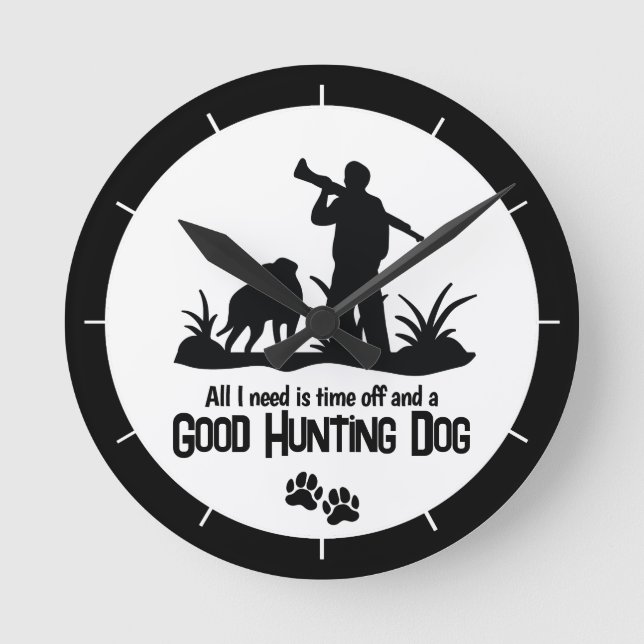 Relógio Redondo Rifle Hunting Dog Quote Moderno (Frente)