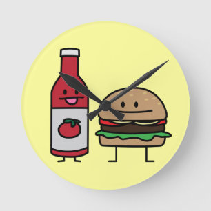 Relógio Redondo Rissol do bolo dos amigos do fast food do