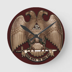 Relógio Redondo Rito escocês vermelho de Eagle do dobro do