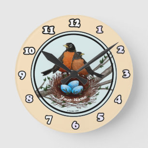 Relógio Redondo Robins Nest clock
