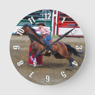 Relógio Redondo Rodeo Cowgirl Barrel-Racing Western Themed Clock