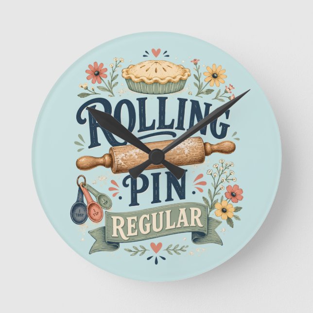 Relógio Redondo Rolo de Massa Regular Cottage Baker (Frente)
