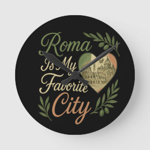 Relógio Redondo Roma é minha cidade favorita