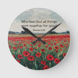 Relógio Redondo Romans 8:28 Christian Wall Clock