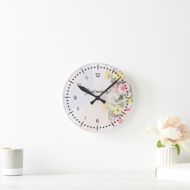 Relógio Redondo Romantic cottage flowers wallpaper (Lar)