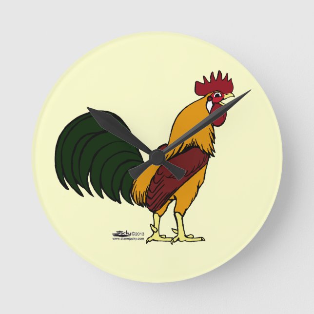 Relógio Redondo Rooster Feliz (Frente)
