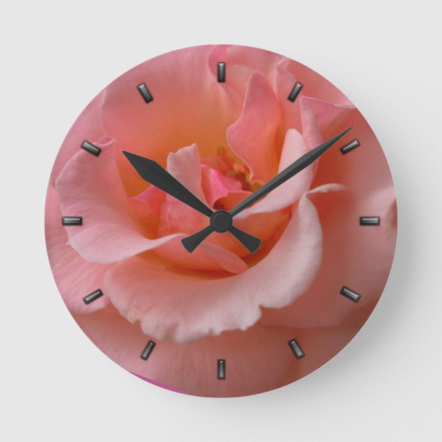 Relógio Redondo Rosa Clock Wild Rosa Flower Wall Clock - Rosa Deco (Frente)
