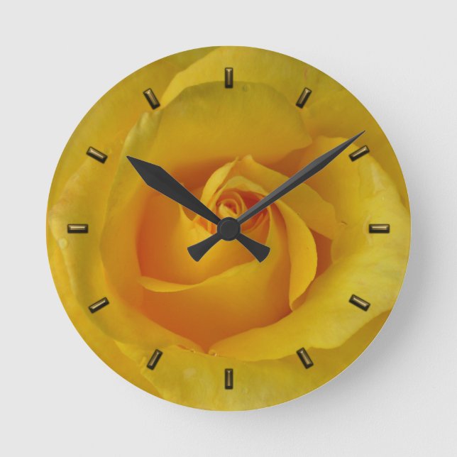 Relógio Redondo Rosa Clock Yellow Rose Flower Wall Gift Rosa de (Frente)
