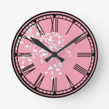 Rosa com Cherry Blossoms Wall Clock