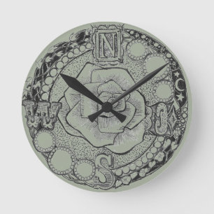 Relógio Redondo Rosa de compasso de Steampunk do Victorian