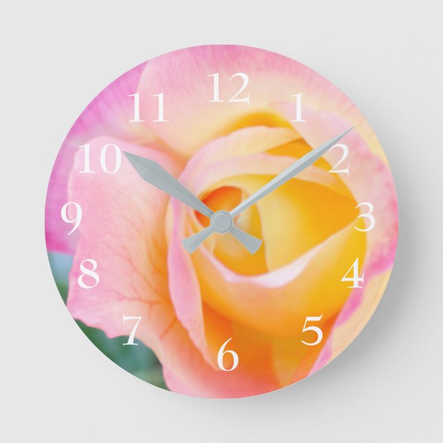 Relógio Redondo Rosa Petals Round Clock (Frente)