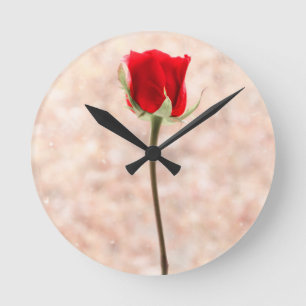 Relógio Redondo Rosa vermelha