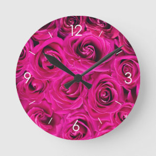 Relógio Redondo Rosas Cor-de-Rosa Personalizadas