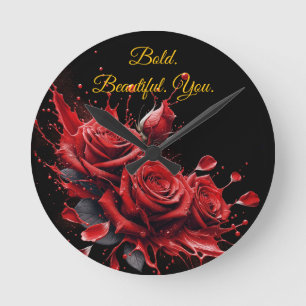 Relógio Redondo Rosas em Bloom - Aniversário Elegante