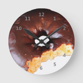 Relógio Redondo Rosquinha do bolo amarelo do fosco do chocolate