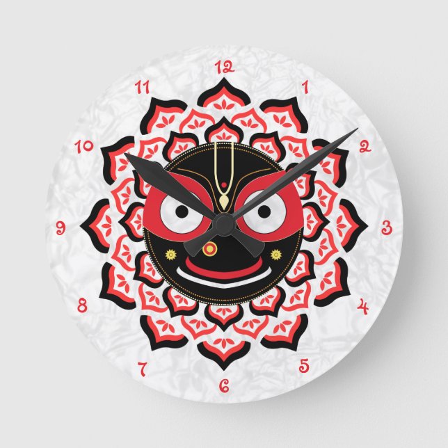 Relógio Redondo Rosto do Senhor Jagannath Chakra Divindade Hindu (Frente)