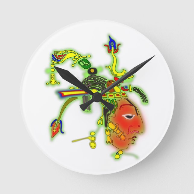 Relógio Redondo Rosto Tribal da Máscara de Pintura Divertida (Frente)
