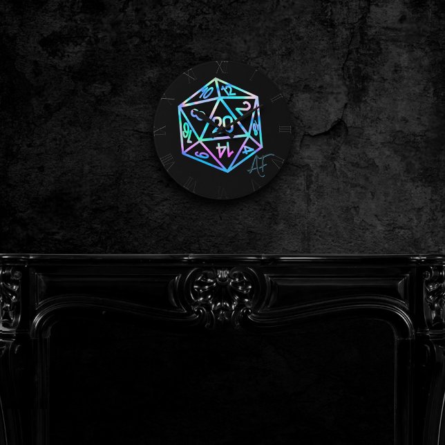 Relógio Redondo RPG Crit AF | Holo Fantasy Tabletop PnP Gamer Dice (Criador carregado)