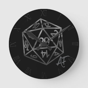 Relógio Redondo RPG Crit AF   Silver Fantasy Tabletop Gamer Dice