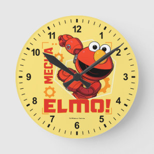 Relógio Redondo Rua Sésamo   Mecha Builders Elmo Design