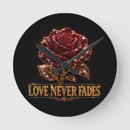Relógio Redondo Rubi Cristal Rosa – O Amor Nunca Desvanece