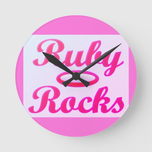 Relógio Redondo Ruby Rocks design SWEET PINK (Frente)