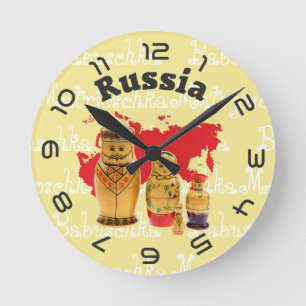 Relógio Redondo Rússia - Russia Babuschka Matrjoschka Wanduhr -