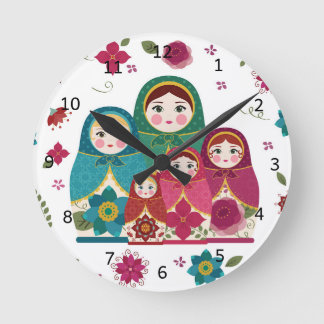 Relógio Redondo Russian Dolls White