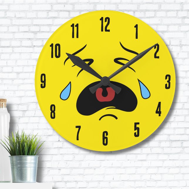 Relógio Redondo Sad Face Emoji (Funny Emoticon Super Sad Face Crying Emoji Round Clock)