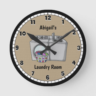 Relógio Redondo Sala de lavanderia personalizada do Tan