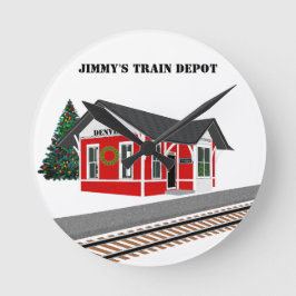 Relógio Redondo Sala de Natal do Depósito de Comboio Ferroviário