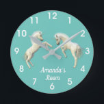 Relógio Redondo Sala Filho do Unicorn Foals Personalizado<br><div class="desc">Este design foi criado através da arte digital. Pode ser personalizado na área fornecer ou personalizar escolhendo o clique para personalizar mais opções e alterando o nome, as iniciais ou as palavras. Você também pode alterar a cor e o estilo do texto ou excluir o texto de um design de...</div>