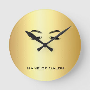 Relógio Redondo Salão de Beleza Golden Lashes & Brow