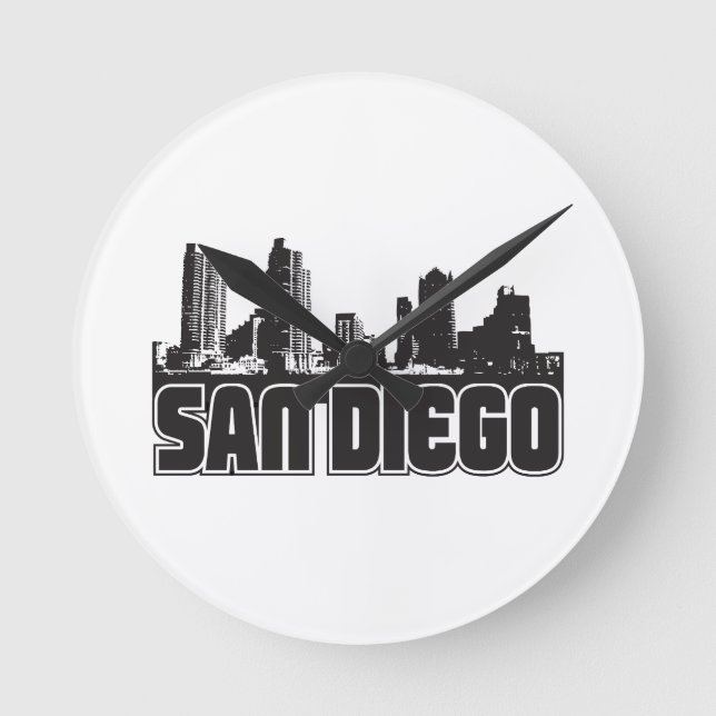 Relógio Redondo San Diego Skyline (Frente)