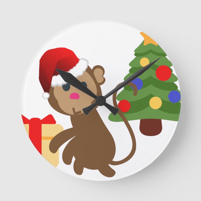 Relógio Redondo santa claus monkey emoji (Frente)