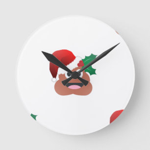 Relógio Redondo santa claus poop emoji