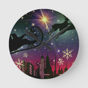 Relógio Redondo santa claus sleigh