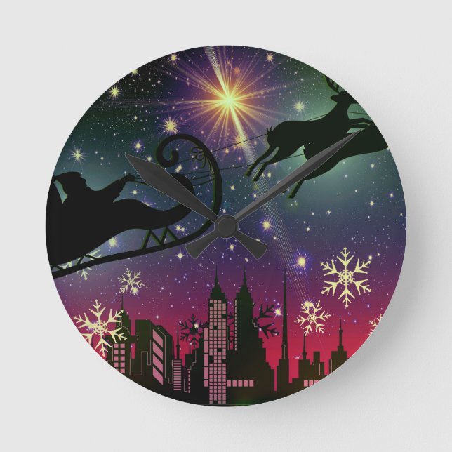 Relógio Redondo santa claus sleigh (Frente)