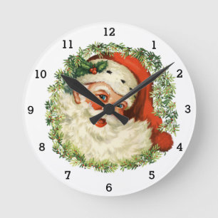 Relógio Redondo Santo de Santa Claus Nicholas Fesestivo Funny Vint