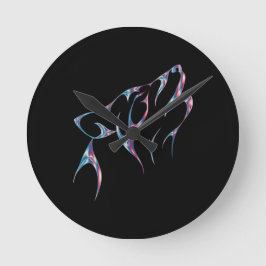 Relógio Redondo Santuário Iridescente Do Lobo-Espírito